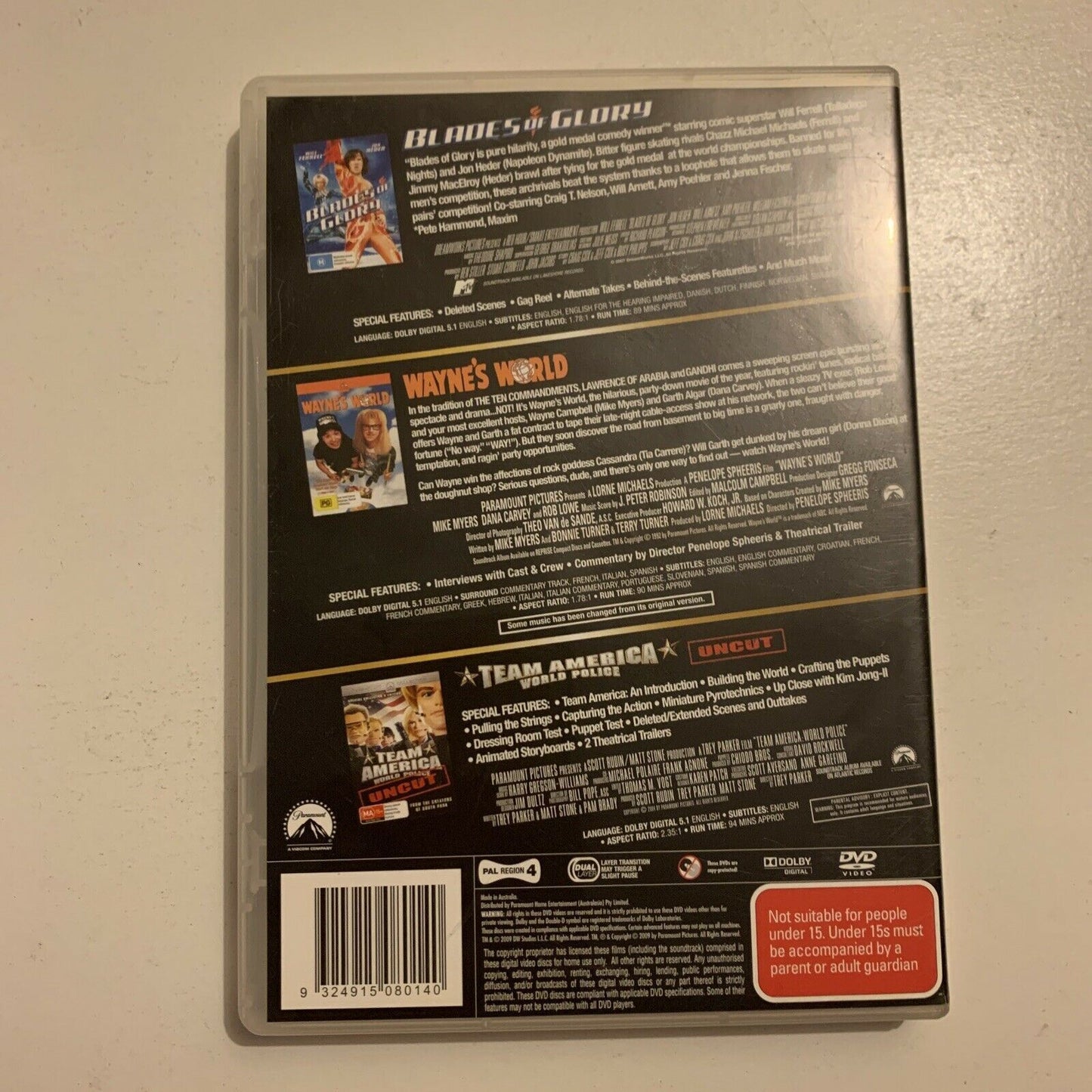 Blades Of Glory / Wayne’s World / Team America (DVD) Region 4