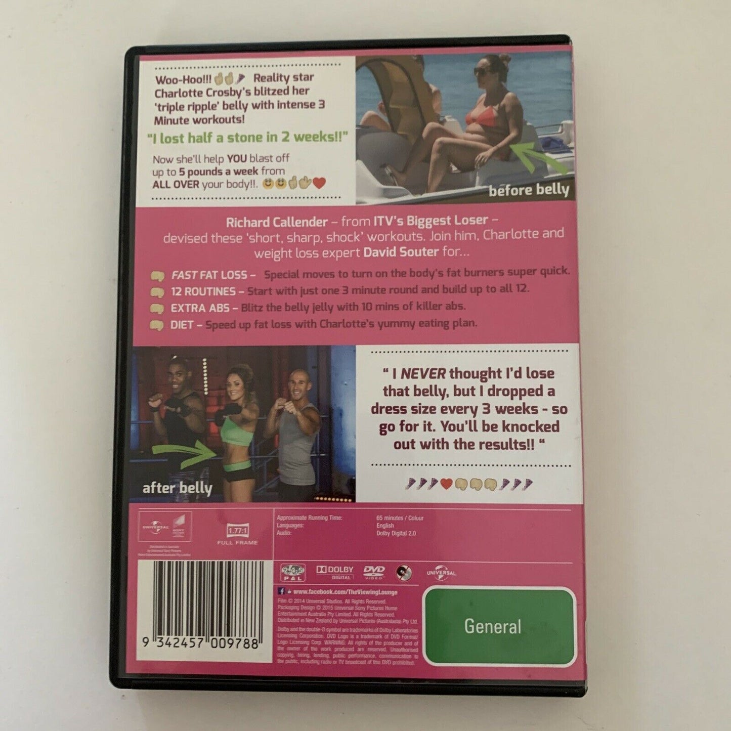 Charlotte's 3 Minute Belly Blitz (DVD, 2014) Charlotte Crosby Region 4&2
