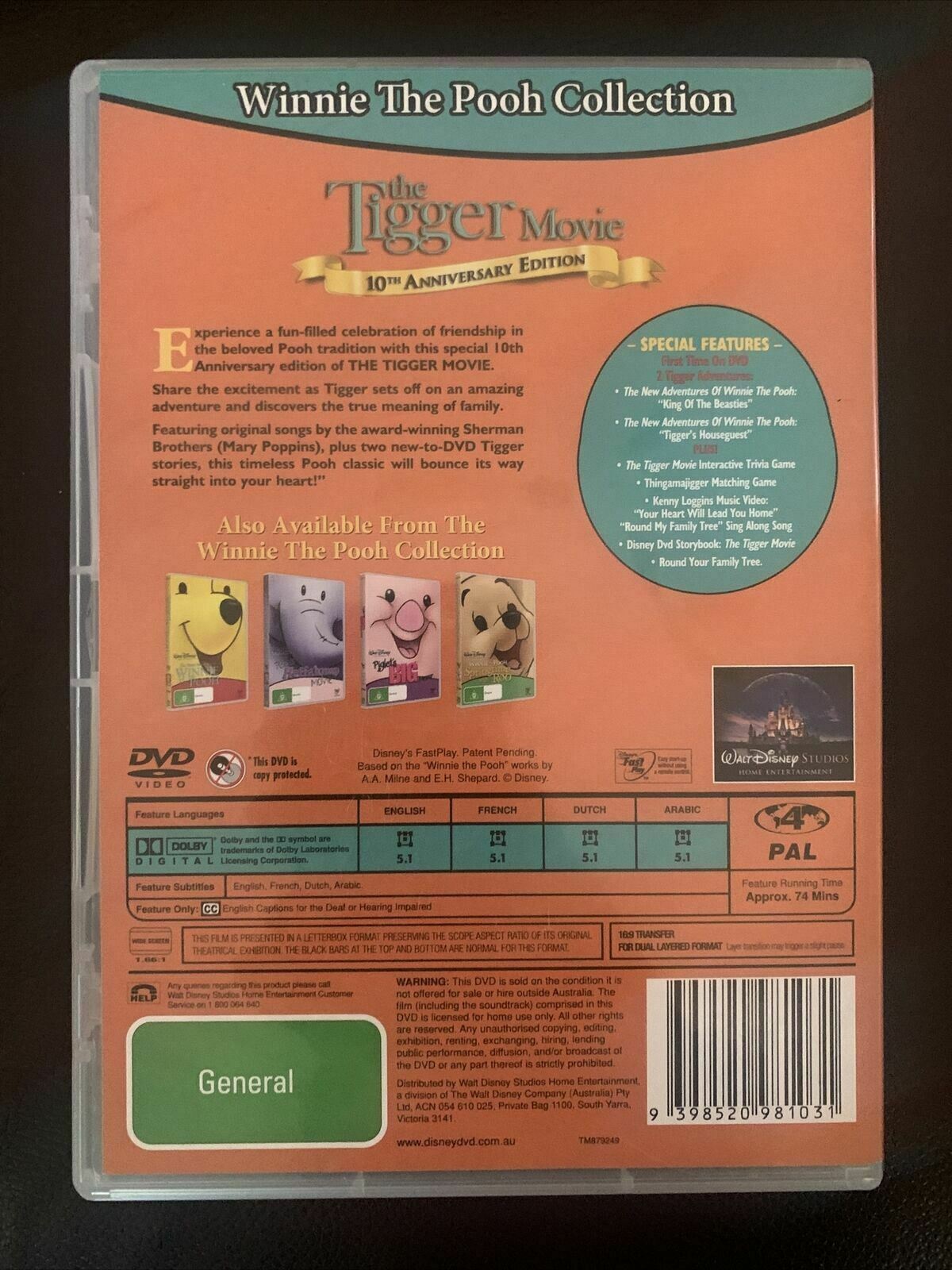 Disney The Tigger Movie - 10th Anniversary Edition (DVD, 2000) Region 4