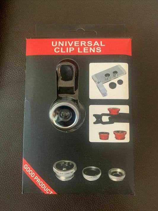 Universal Clip 3-In-One Lens For Mobile: Wide-Angle, Macro & Fisheye Lens