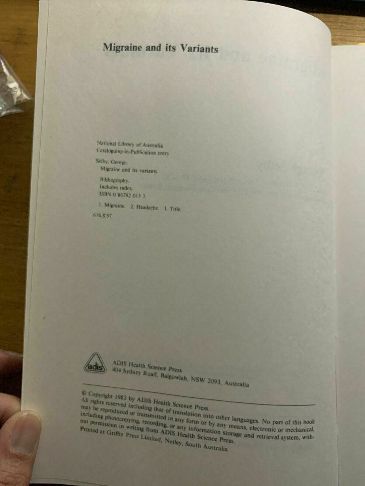 Migraine and Its Variants by George Selby (Paperback, 1983)