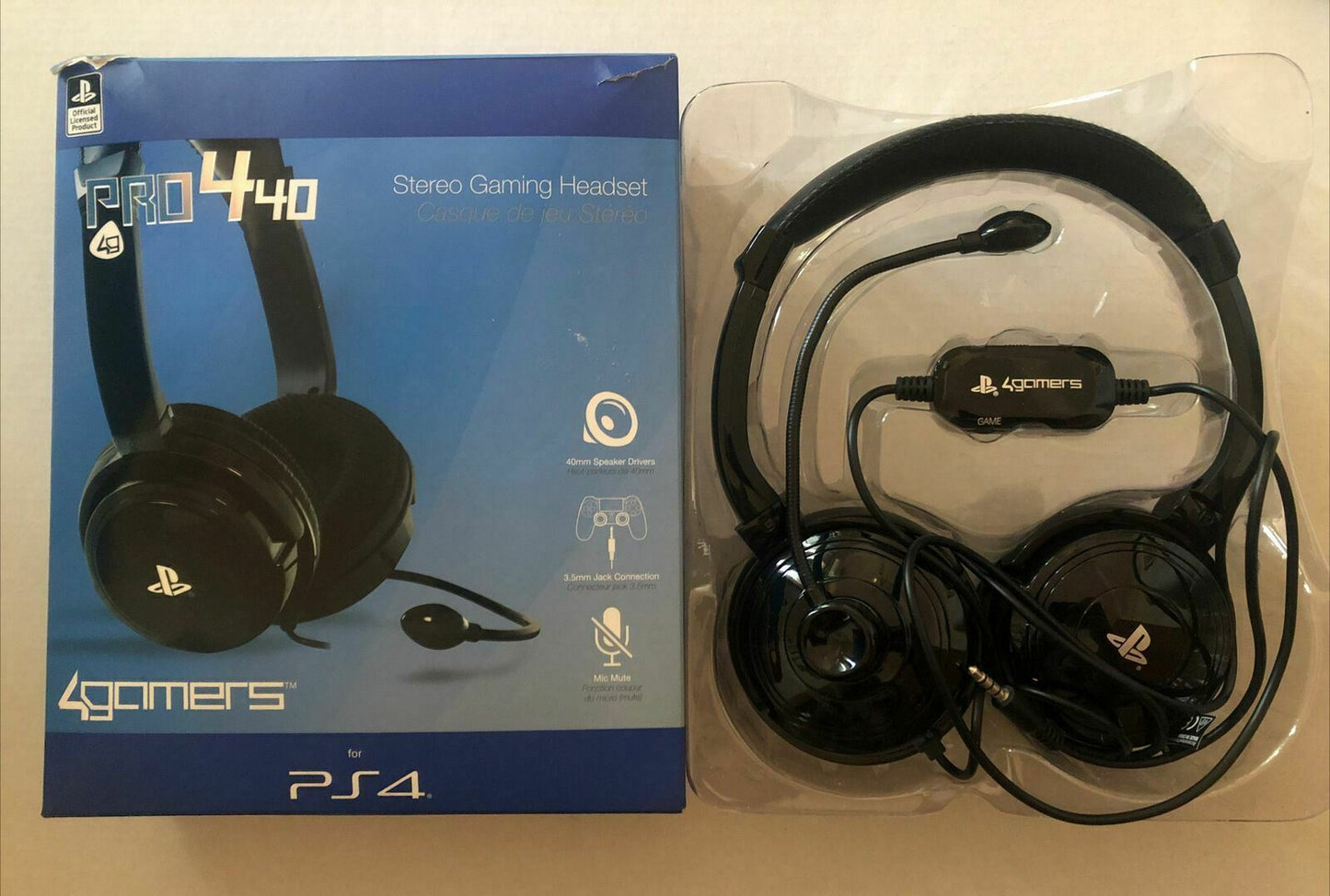 4Gamers PRO4-40 Wired Stereo Gaming Headset PS4 Gaming Headphones Mic 3.5mm