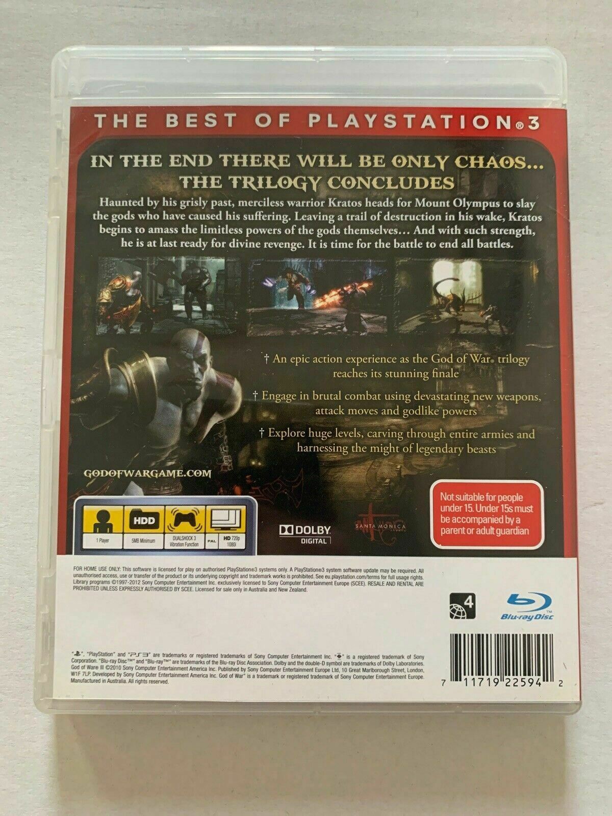 God of War 3 - PlayStation 3 PS3 Game complete with Manual