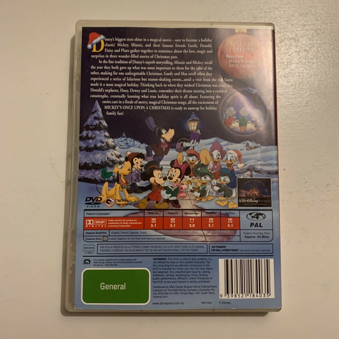 Mickey's Once Upon A Christmas (DVD, 1999) Region 4