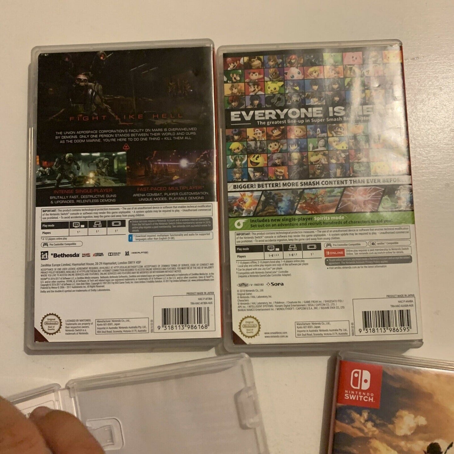 4x Nintendo Switch Empty Cases: Zelda, Doom, Super Smash Bros, Crash Bandicoot