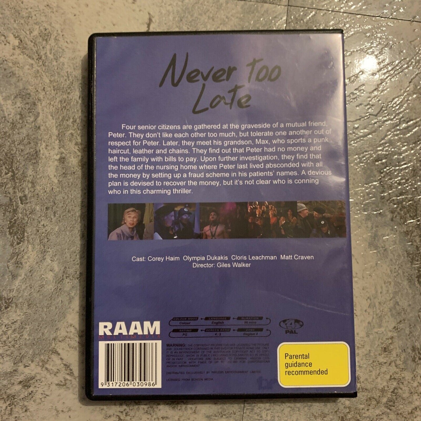 Never Too Late (DVD, 1996) Corey Haim, Olympia Dukakis Region 4