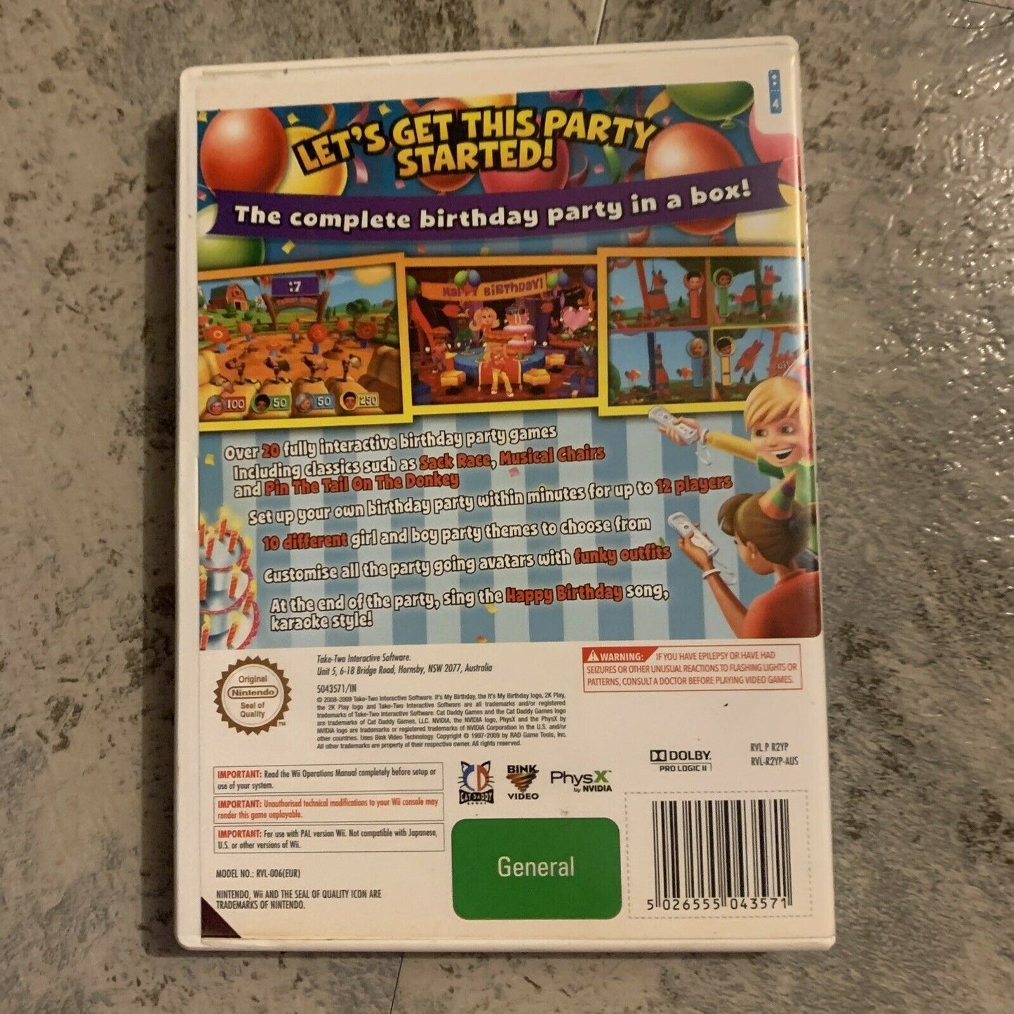 It's My Birthday - Nintendo Wii PAL Game Includes Manual PAL