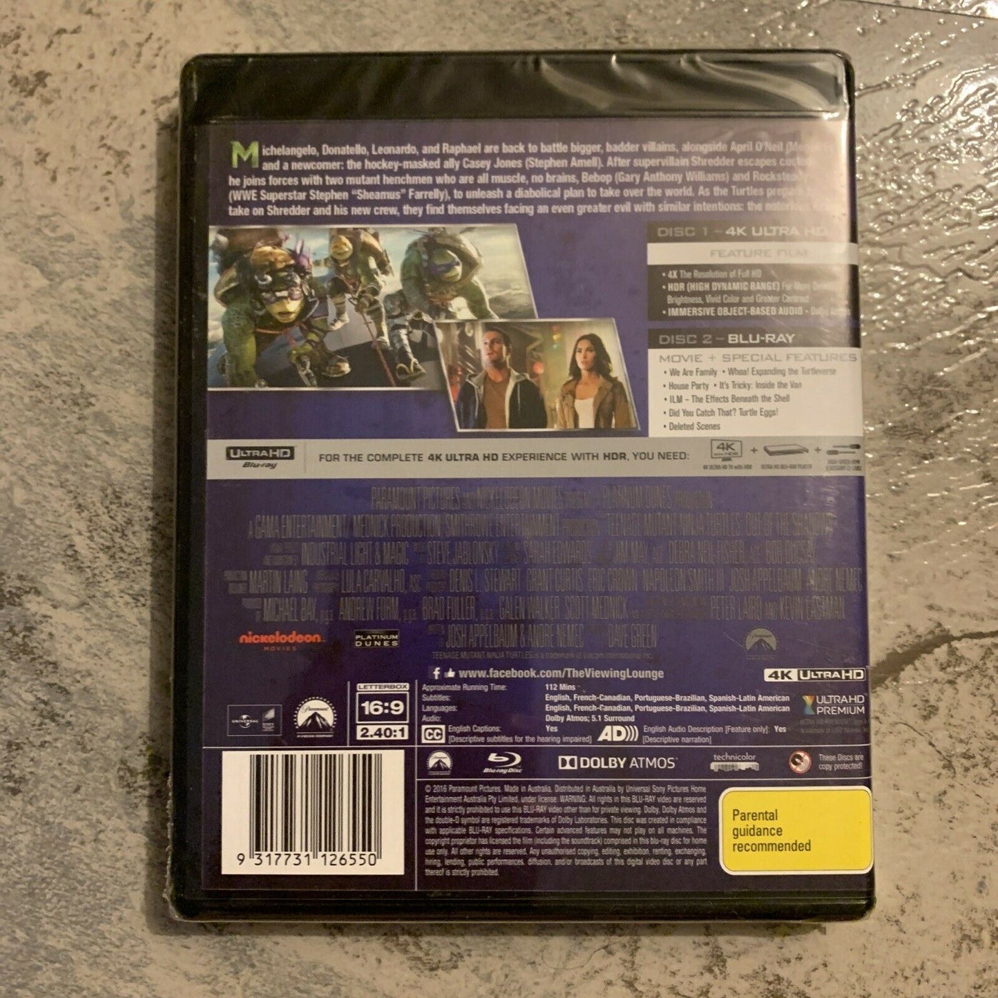 *New* Teenage Mutant Ninja Turtles - Out Of The Shadows (4K UltraHD Bluray)