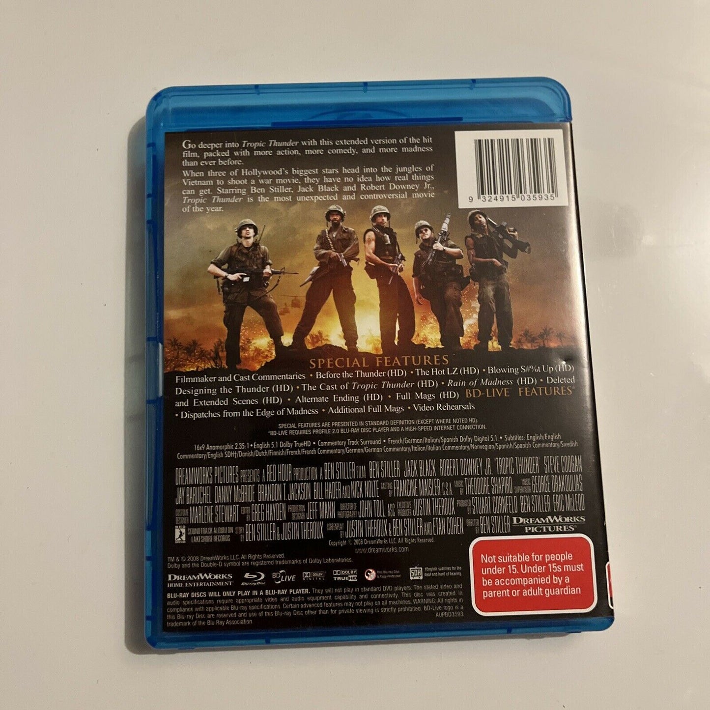 Tropic Thunder - Director's Cut (Blu-ray, 2008) Ben Stiller, Jack Black Region B