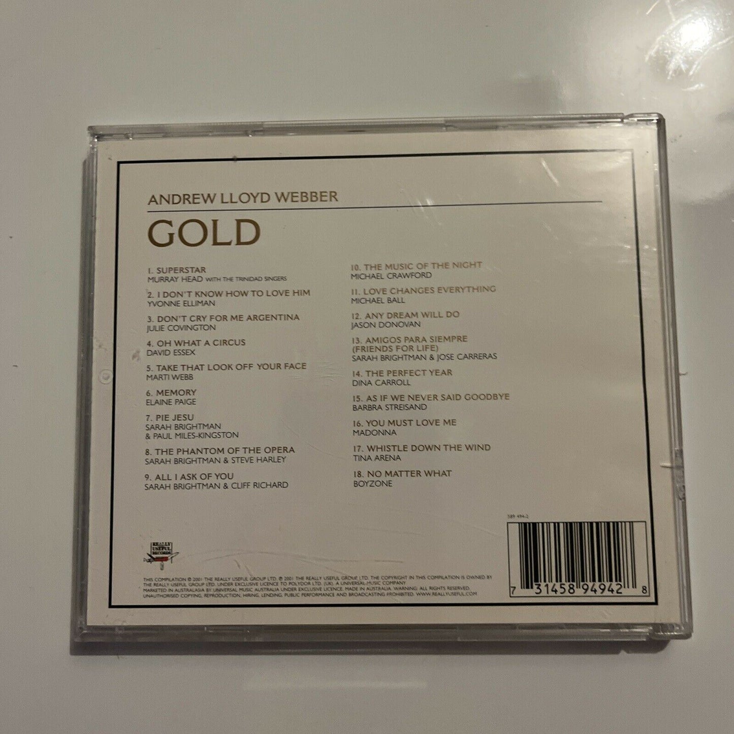 Andrew Lloyd Webber - Gold (CD, 2001)