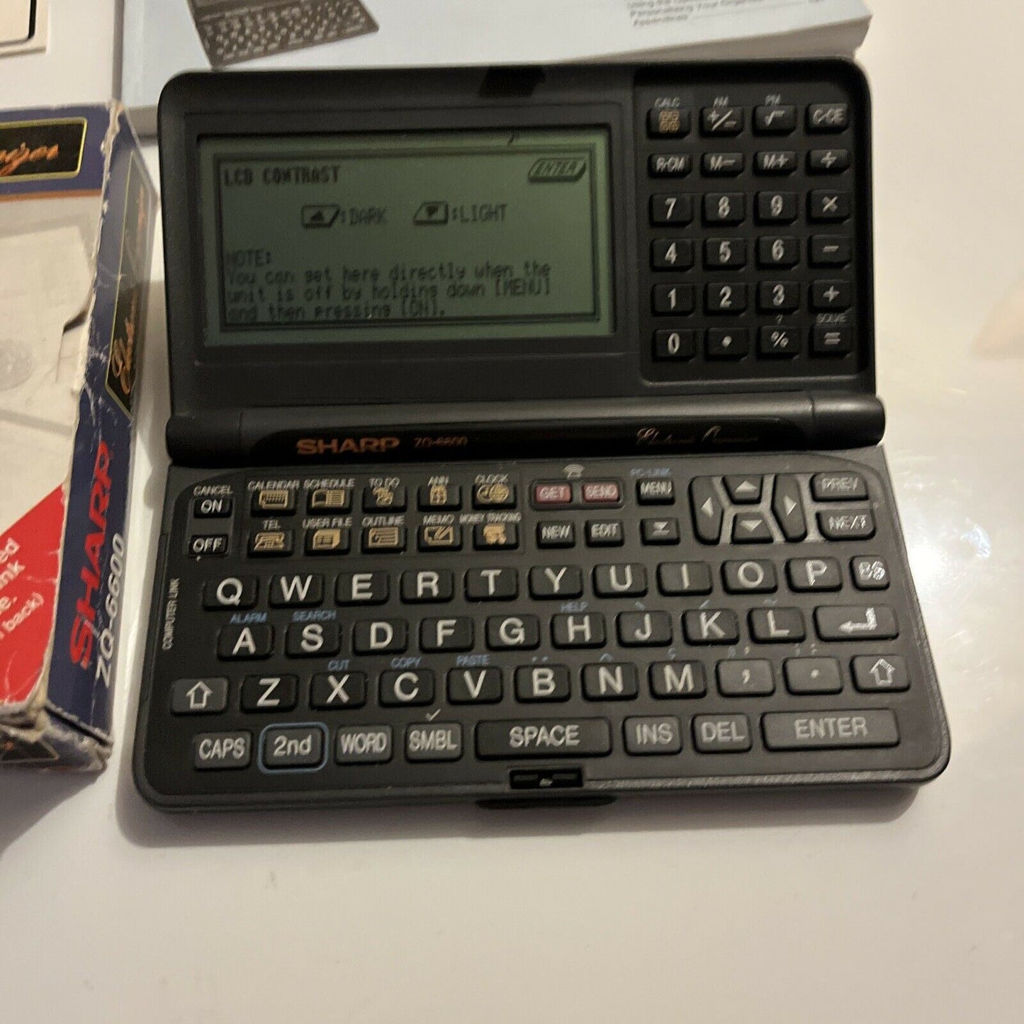 Sharp ZQ-6600 Electronic Organizer With Box and Manual - with Money Management