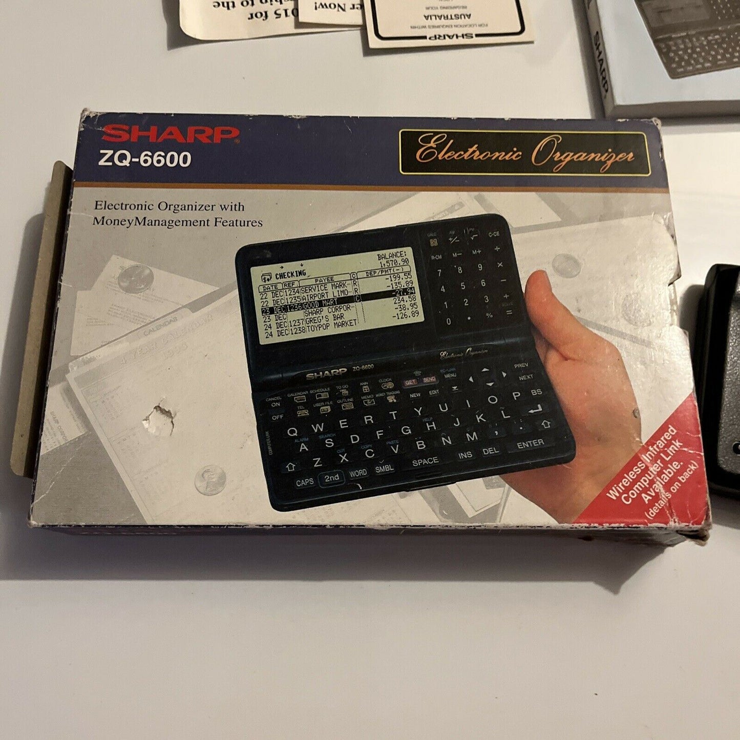 Sharp ZQ-6600 Electronic Organizer With Box and Manual - with Money Management