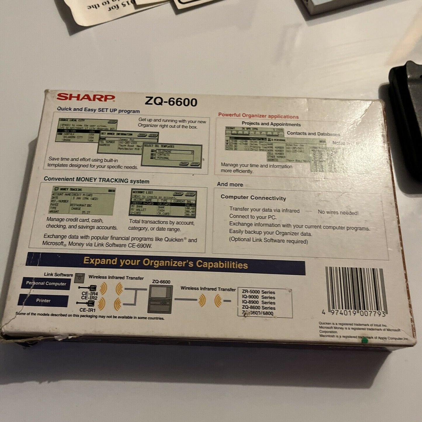 Sharp ZQ-6600 Electronic Organizer With Box and Manual - with Money Management