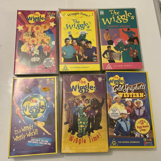 6x The Wiggles VHS PAL: Yummy Yummy, Wiggle Time! Wiggle Time! Wiggly World