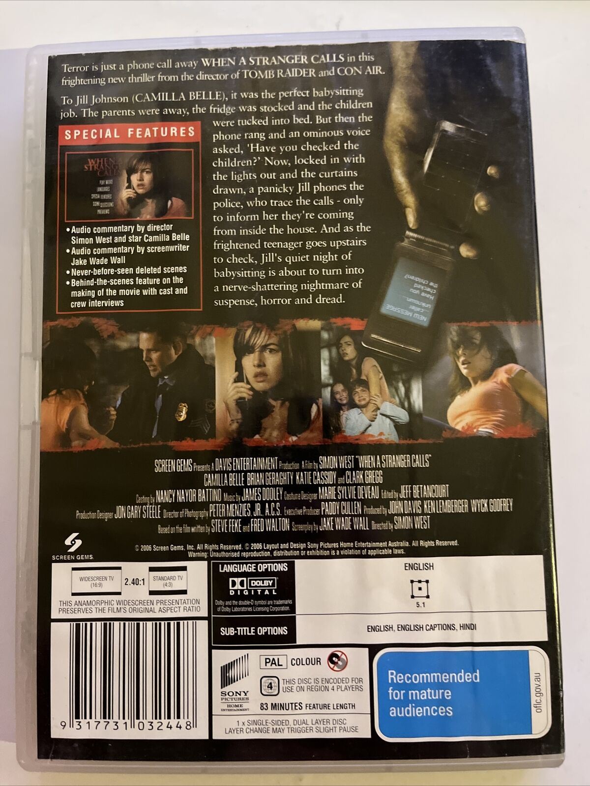 When A Stranger Calls (DVD, 2006) Camilla Belle, Tommy Flanagan, Region 4