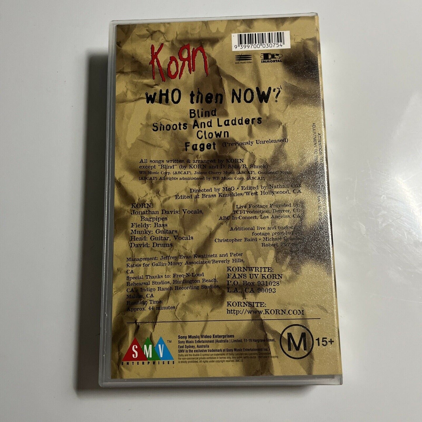 KORN Who Then Now? (VHS) PAL 90s Music Documentary  Nu-Metal