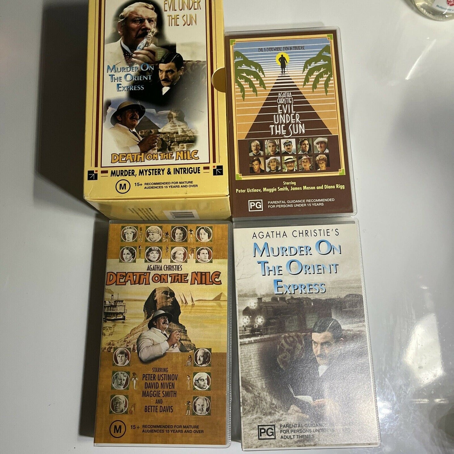 Agatha Christie VHS: Murder On The Orient Express, Evil Under Sun, Death On Nile