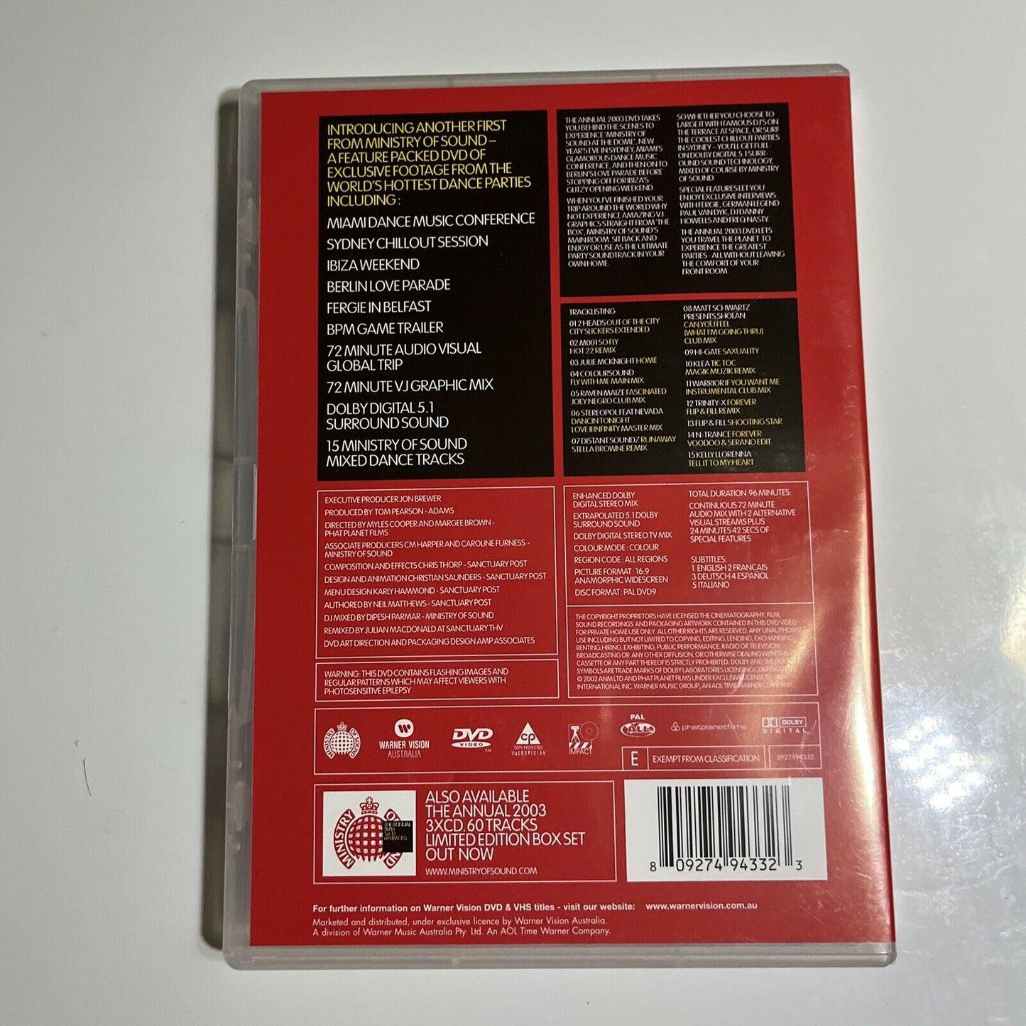 Ministry Of Sound - The Annual 2003 (DVD, 2003) All Regions – Retro Unit