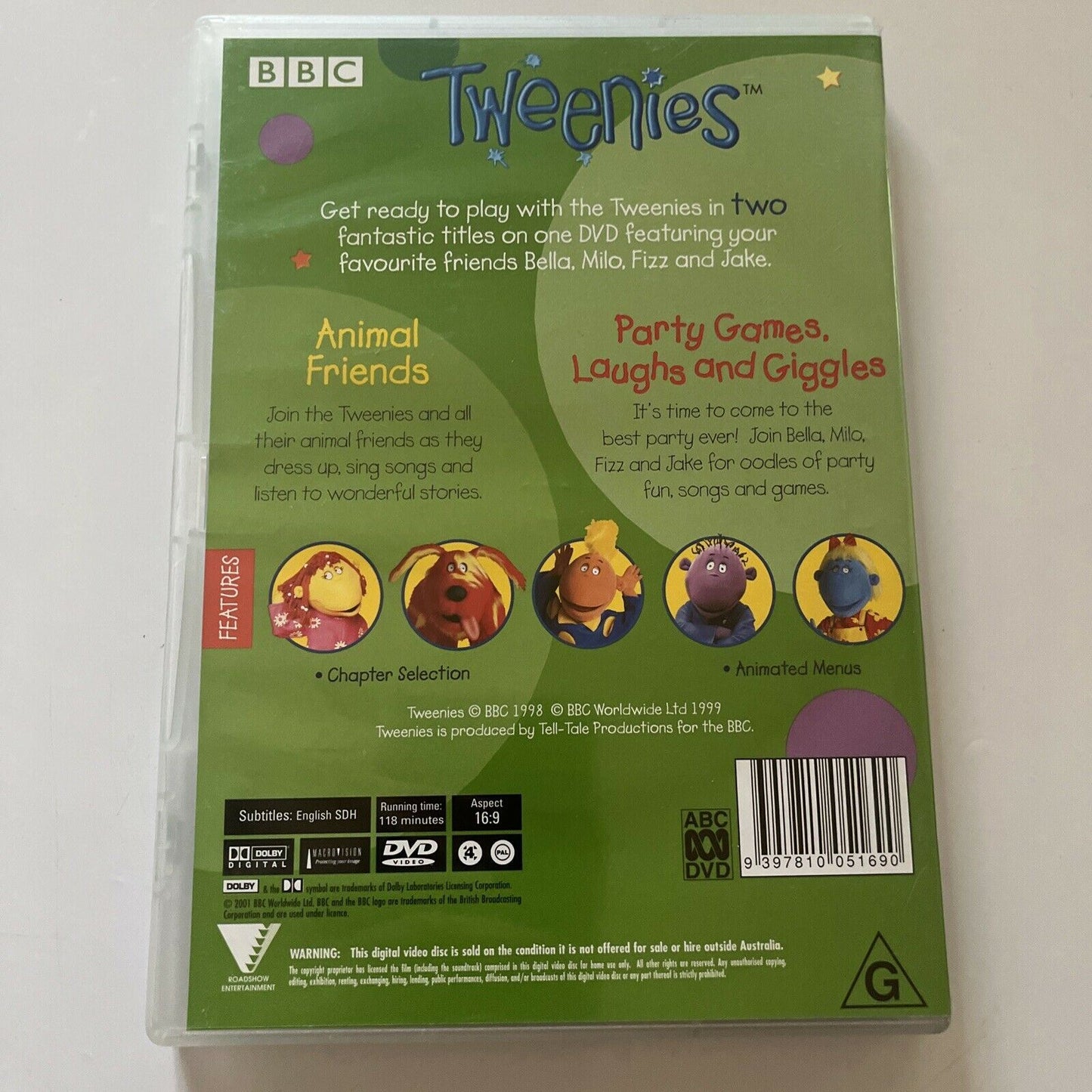 Tweenies - Animal Friends / Party Games, Laughs And Giggles (DVD, 1998) Region 4