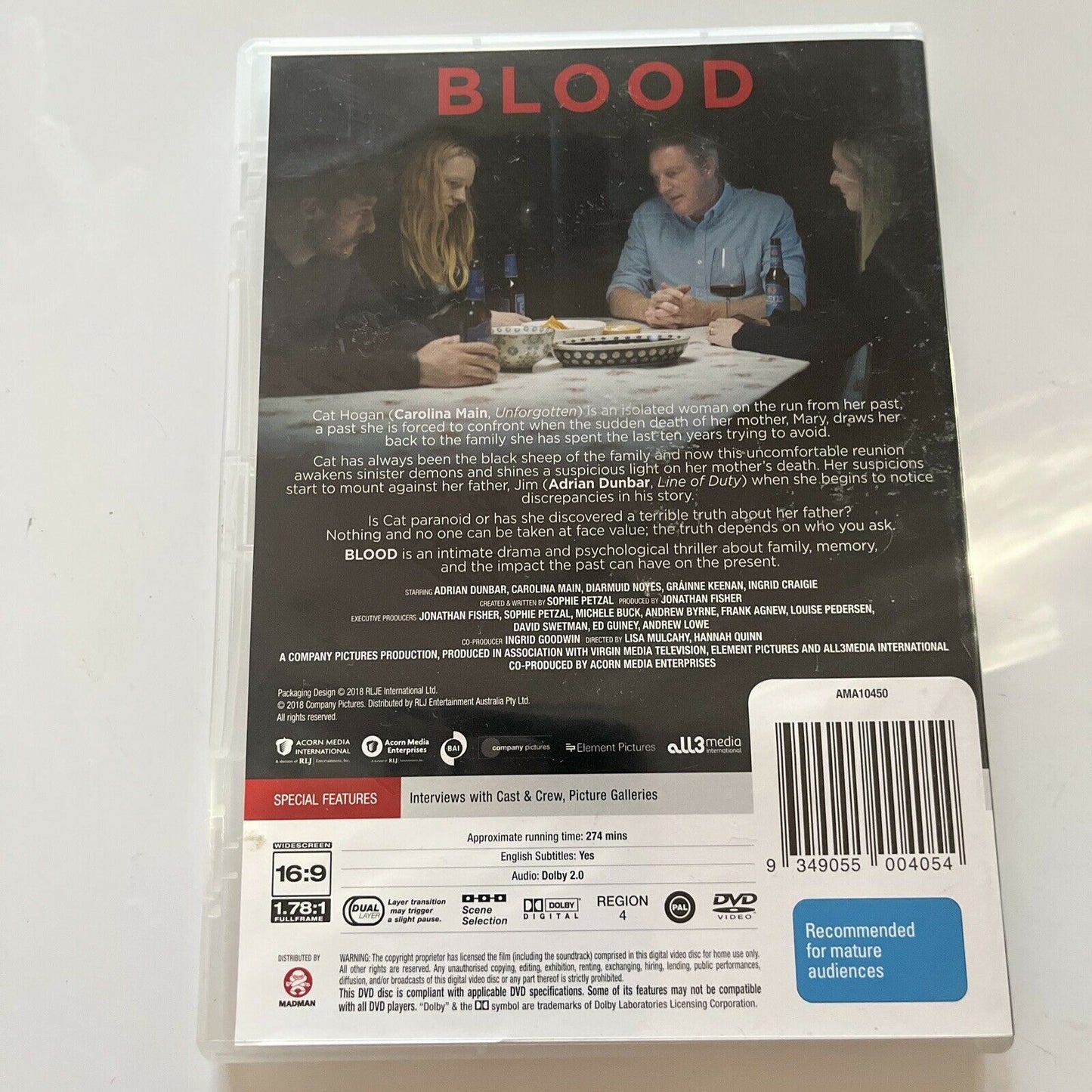 Blood (DVD, 2018, 2-Disc) Adrian Dunbar, Carolina Main, Diarmuid Noyes Region 4