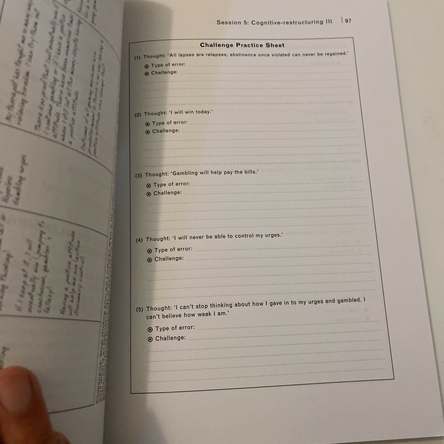 A Cognitive Behavioural Therapy Programme for Problem Gambling: Therapist Manual