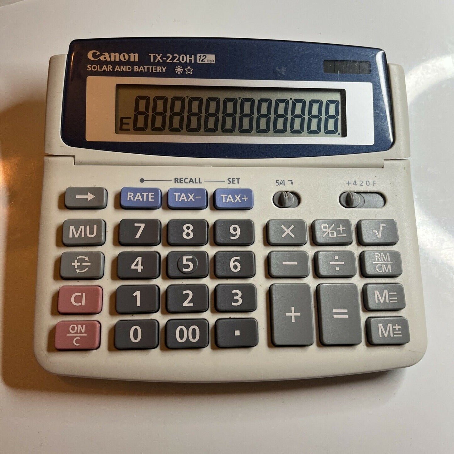Canon TX-220H Solar & Battery Tax Calculator 12 Digits