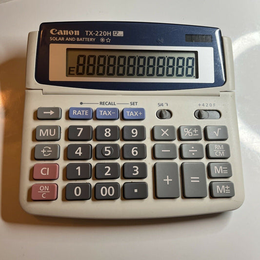 Canon TX-220H Solar & Battery Tax Calculator 12 Digits