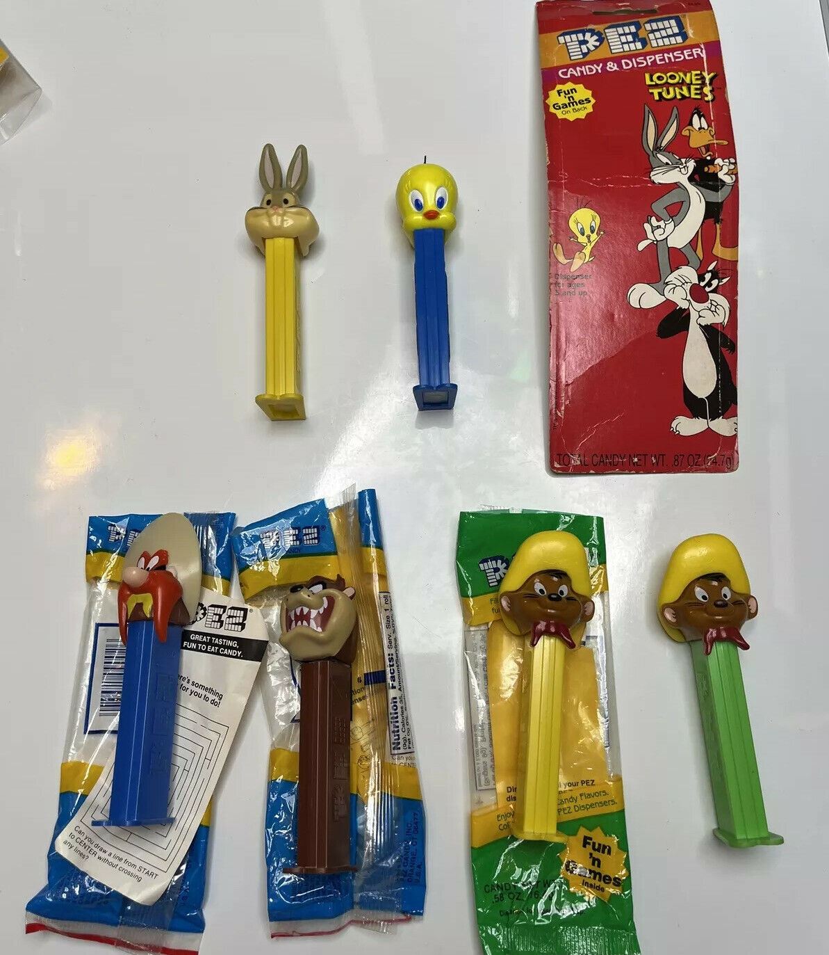 Looney Tunes Pez Dispensers: Tweety Bird, Bugs Bunny, Tasmanian Devil, Yosemite