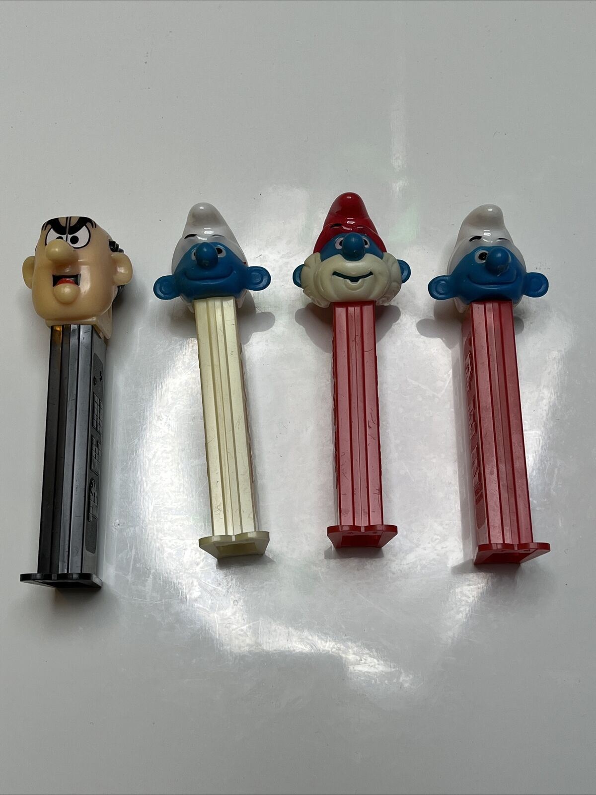 4x The Smurfs Pez Dispensers: Papa Smurf, Clumsy Smurf, Gargamel