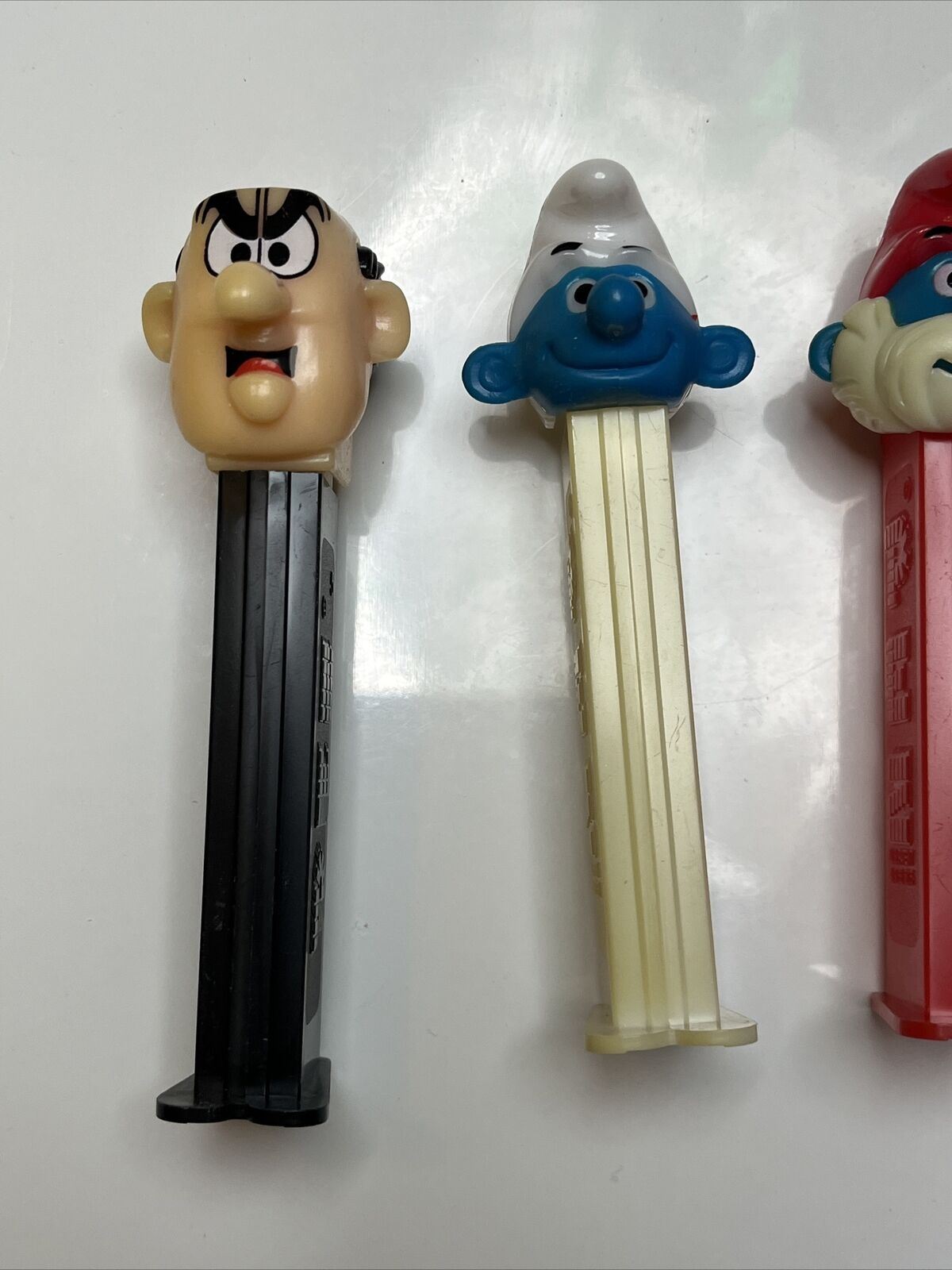 4x The Smurfs Pez Dispensers: Papa Smurf, Clumsy Smurf, Gargamel
