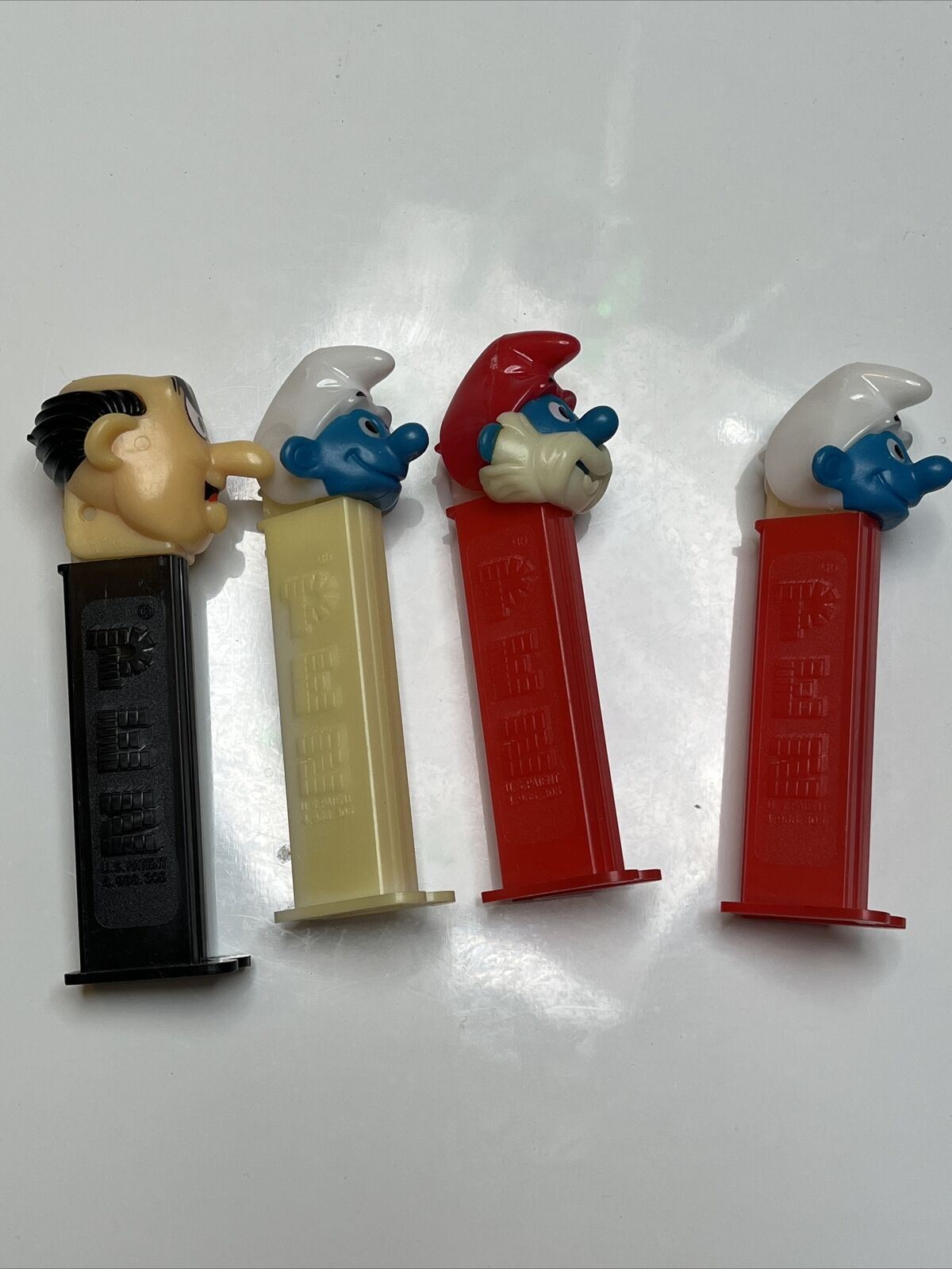 4x The Smurfs Pez Dispensers: Papa Smurf, Clumsy Smurf, Gargamel