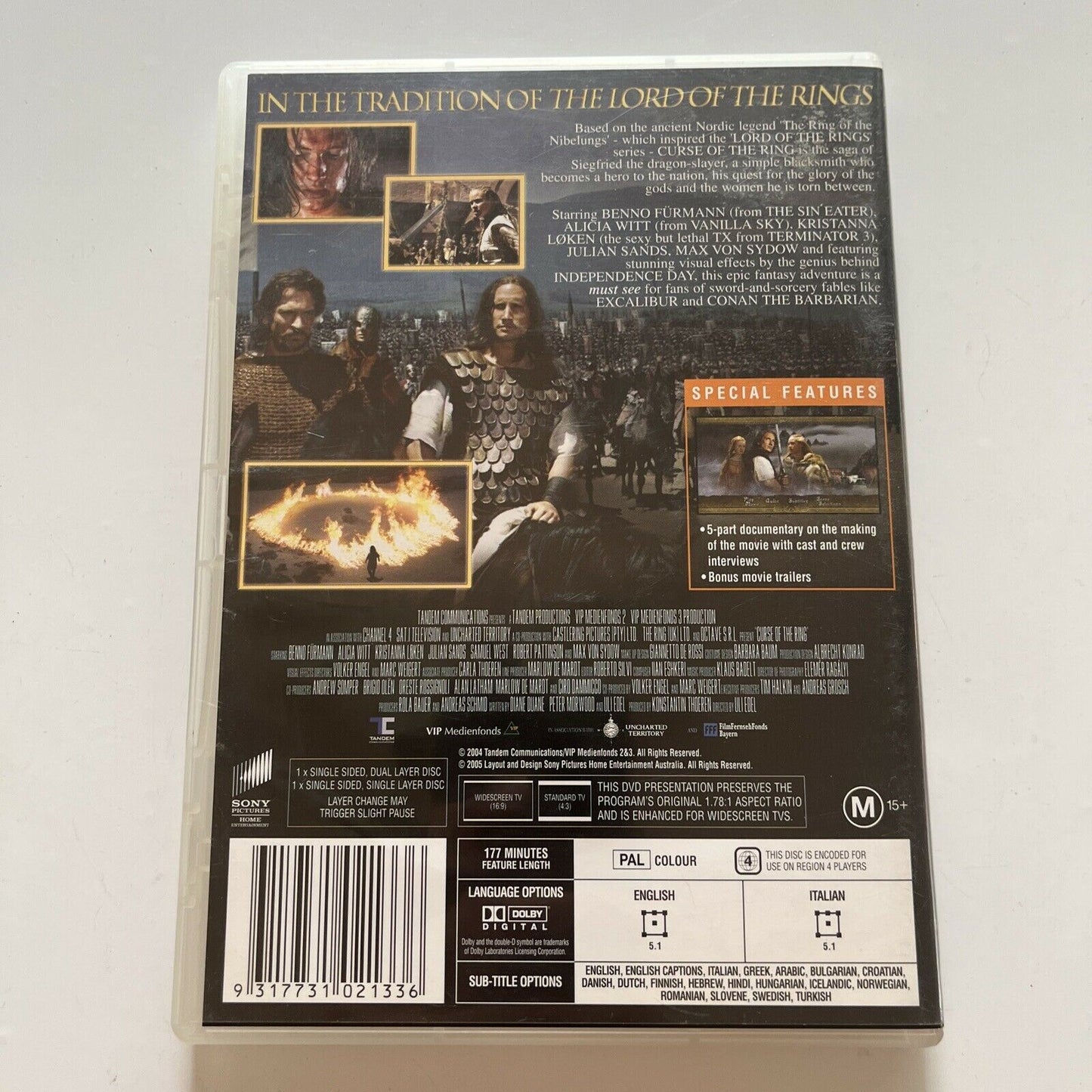 Curse Of The Ring (DVD, 2004, 2-Disc) Julian Sands, Max Von Sydow, Region 4