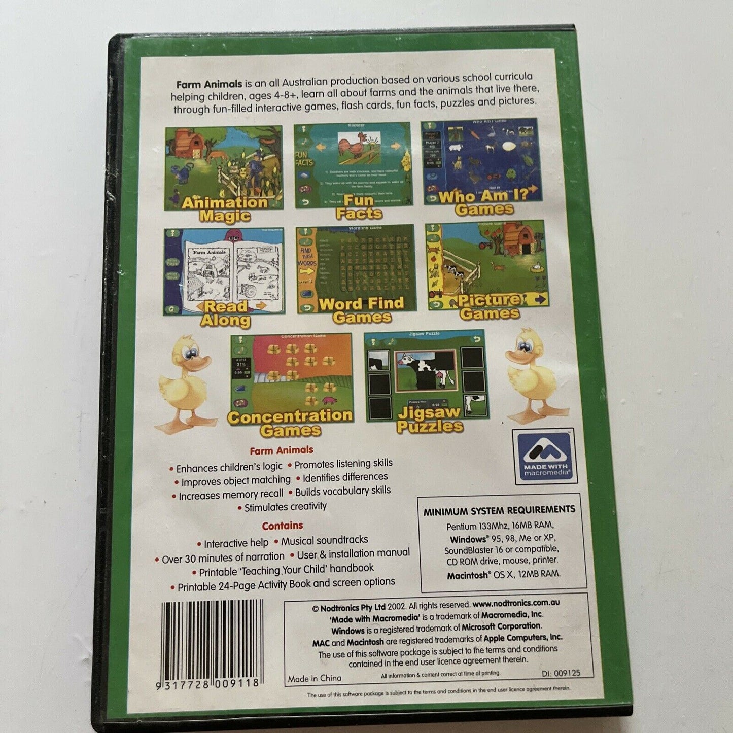 Farm Animals Windows Educational PC MAC CD-ROM Game Age 3-8+