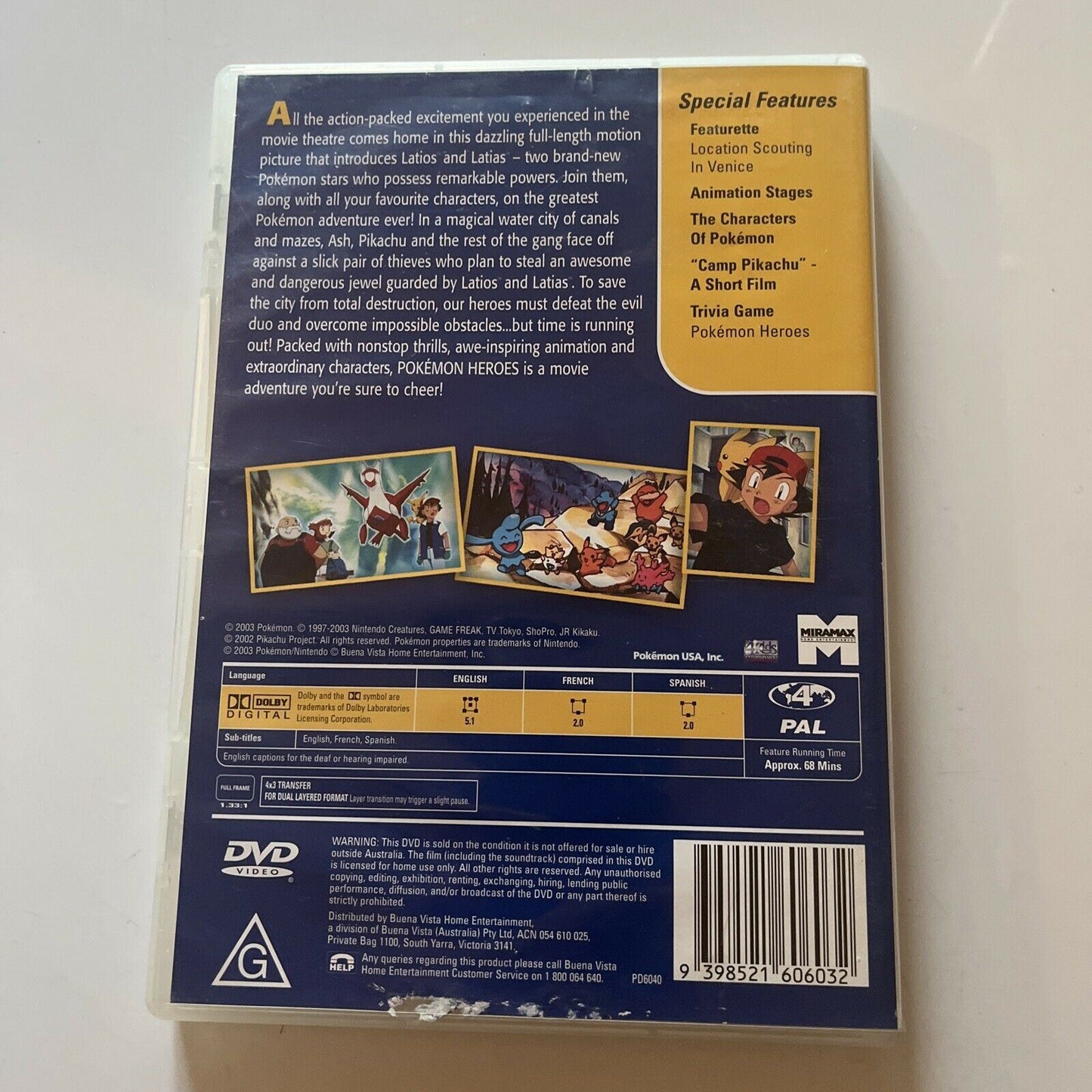 Pokemon Heroes - The Movie (DVD, 2003) Region 4