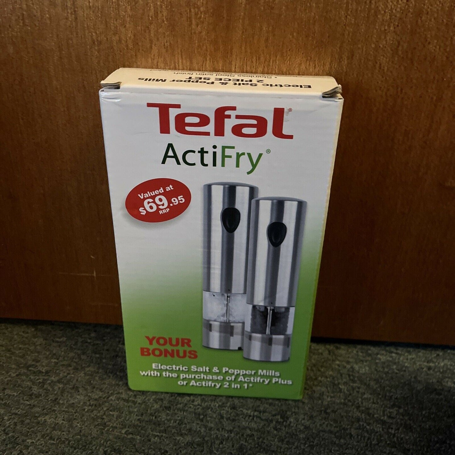 Tefal Electric Salt & Pepper Mills 2 Piece Set Stainless Steel