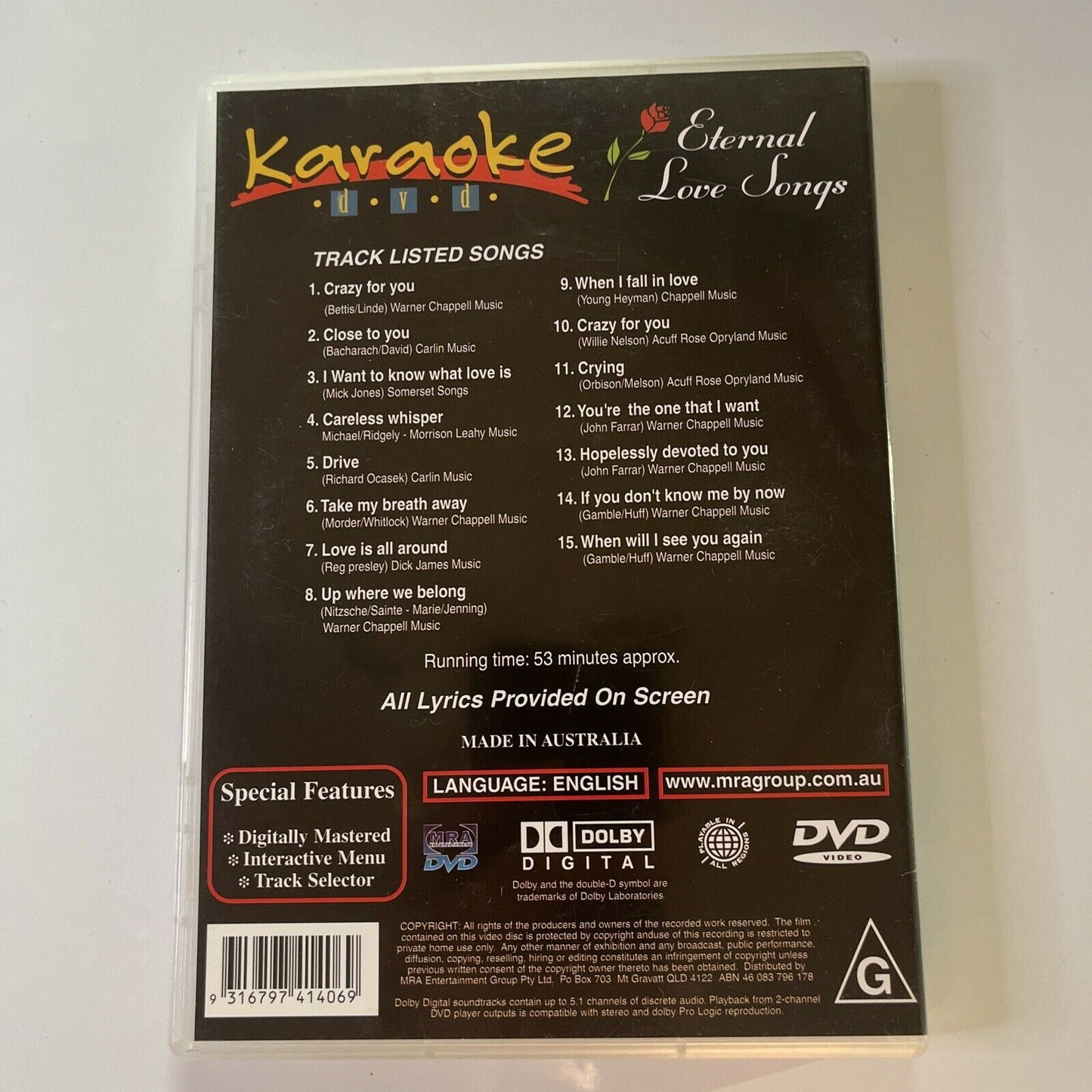 Karaoke - Eternal Love Songs (DVD) All Regions