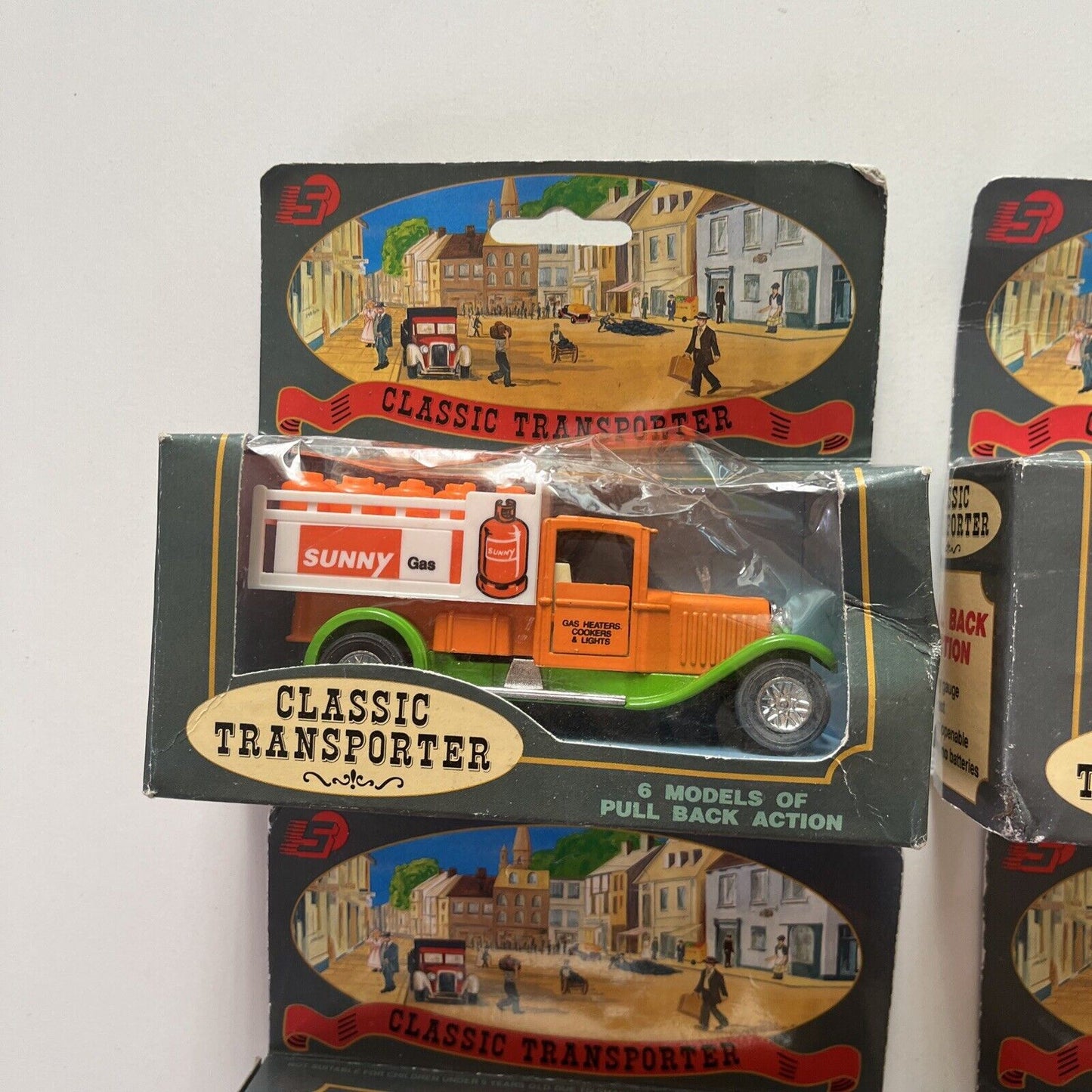 7x Classic Transporter Die Cast Truck Pull Back Action