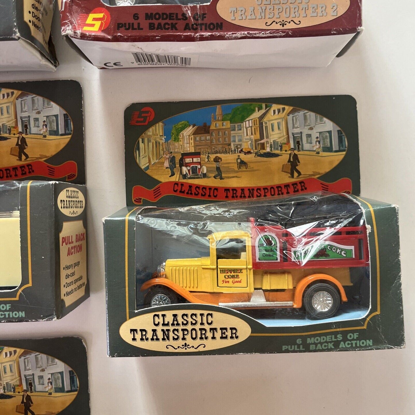 7x Classic Transporter Die Cast Truck Pull Back Action