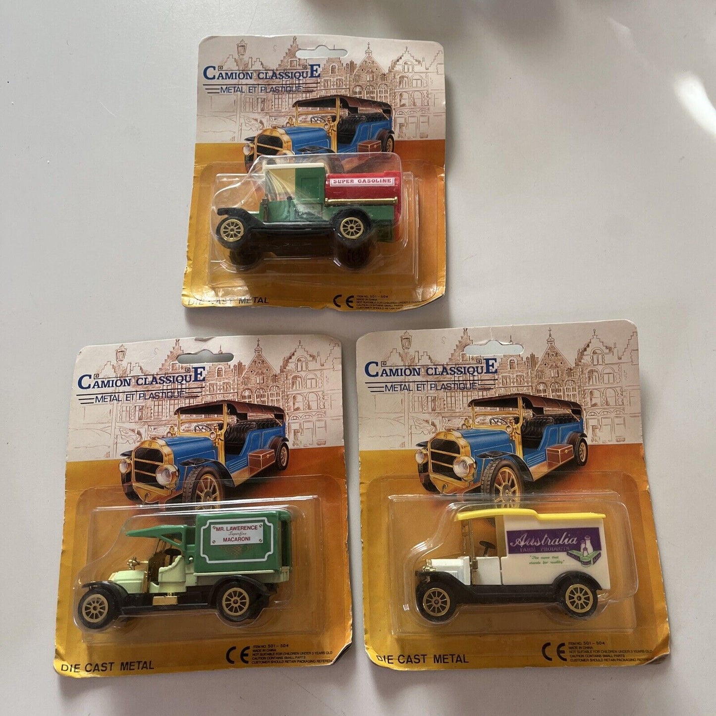 3x Camion Classiqie Die Cast Metal Trucks