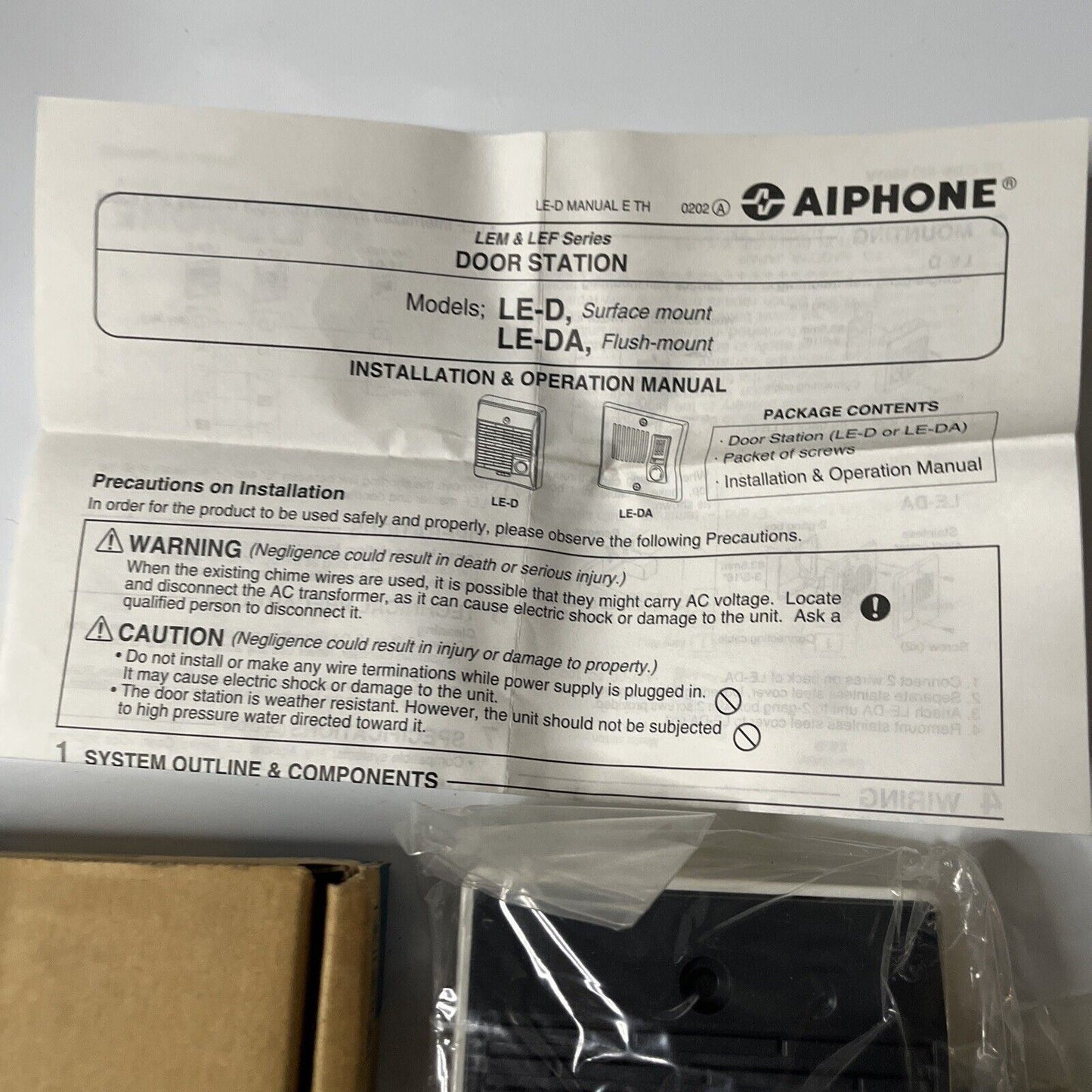 Aiphone LE-D Surface Mount Door Intercom Slave Hands-Free Communication at Door