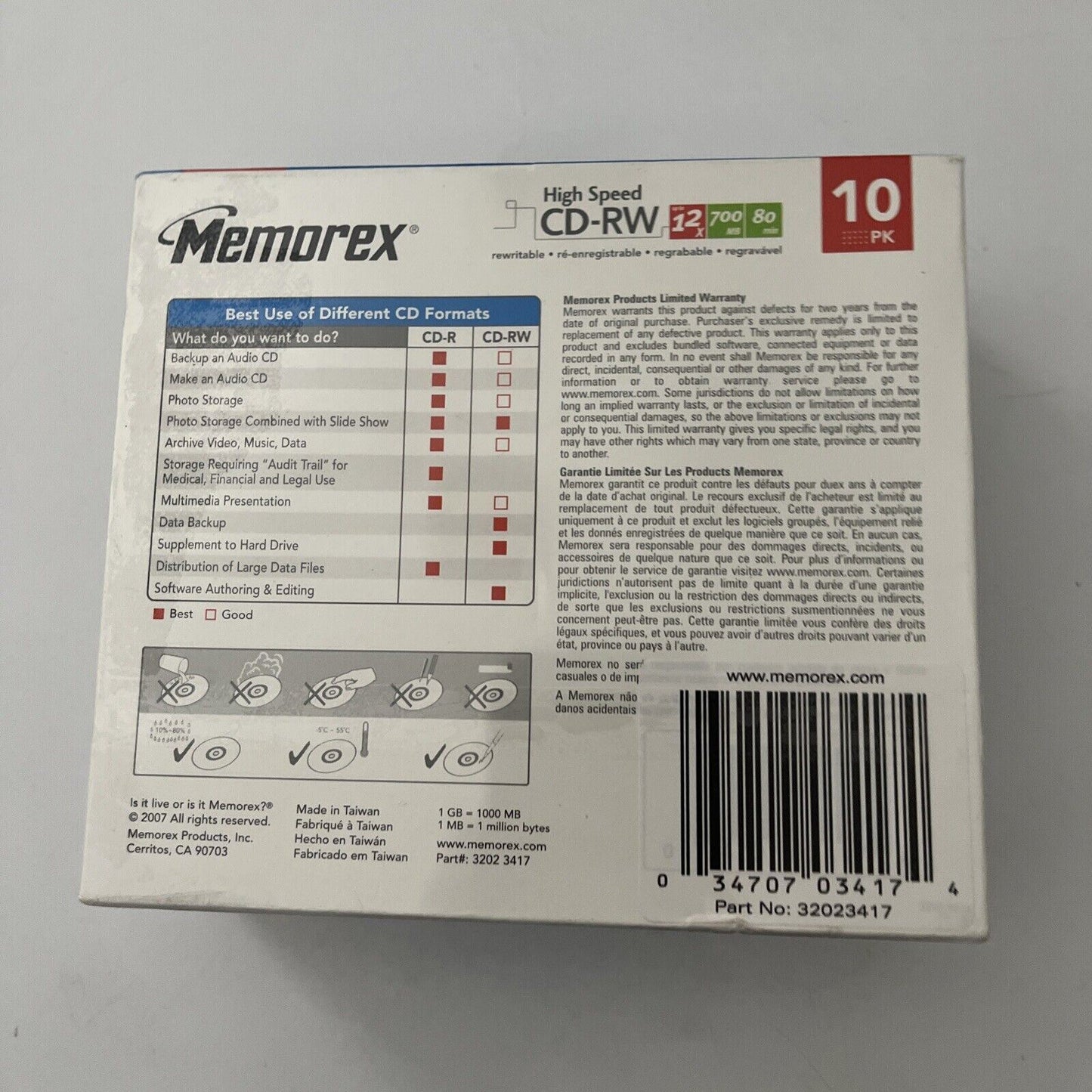 *New Sealed* Memorex 10-Pack High Speed Blank CD-RW