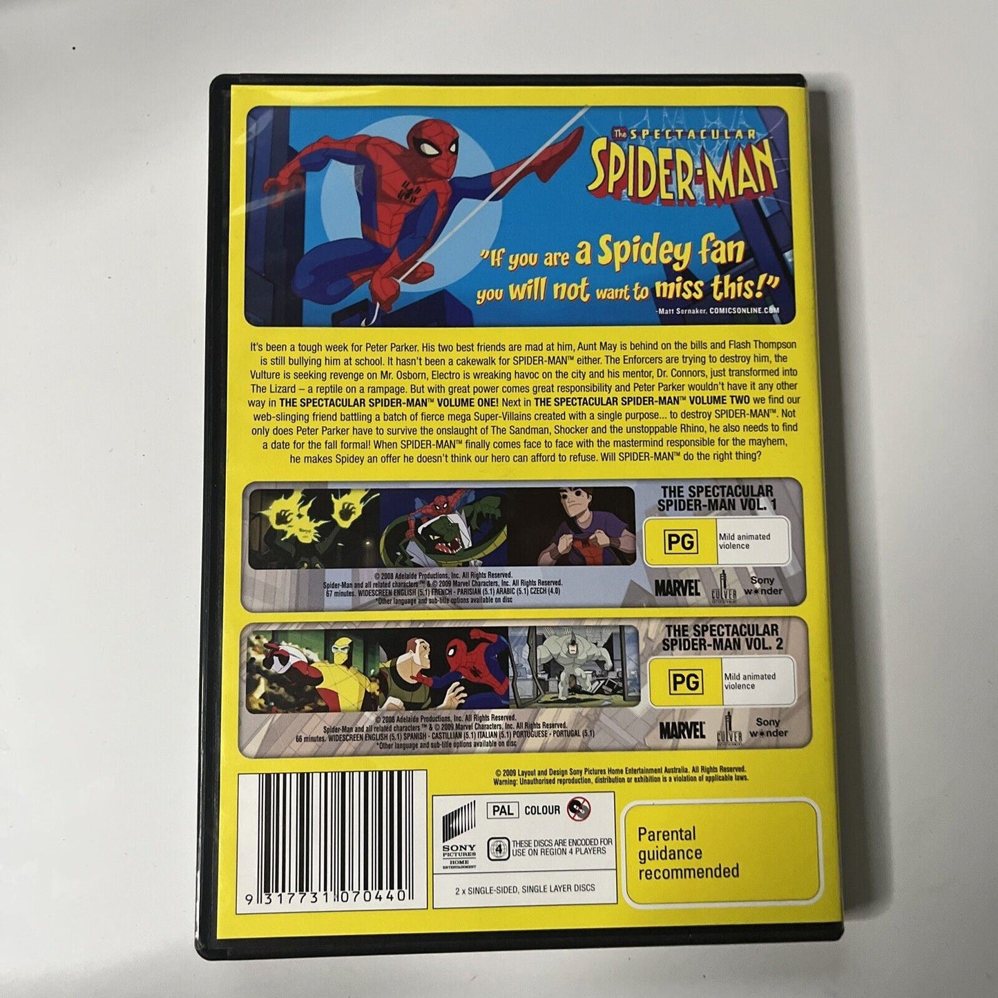 The Spectacular Spiderman : Vol 1-2 (DVD, 2008, 2-Disc) Region 4