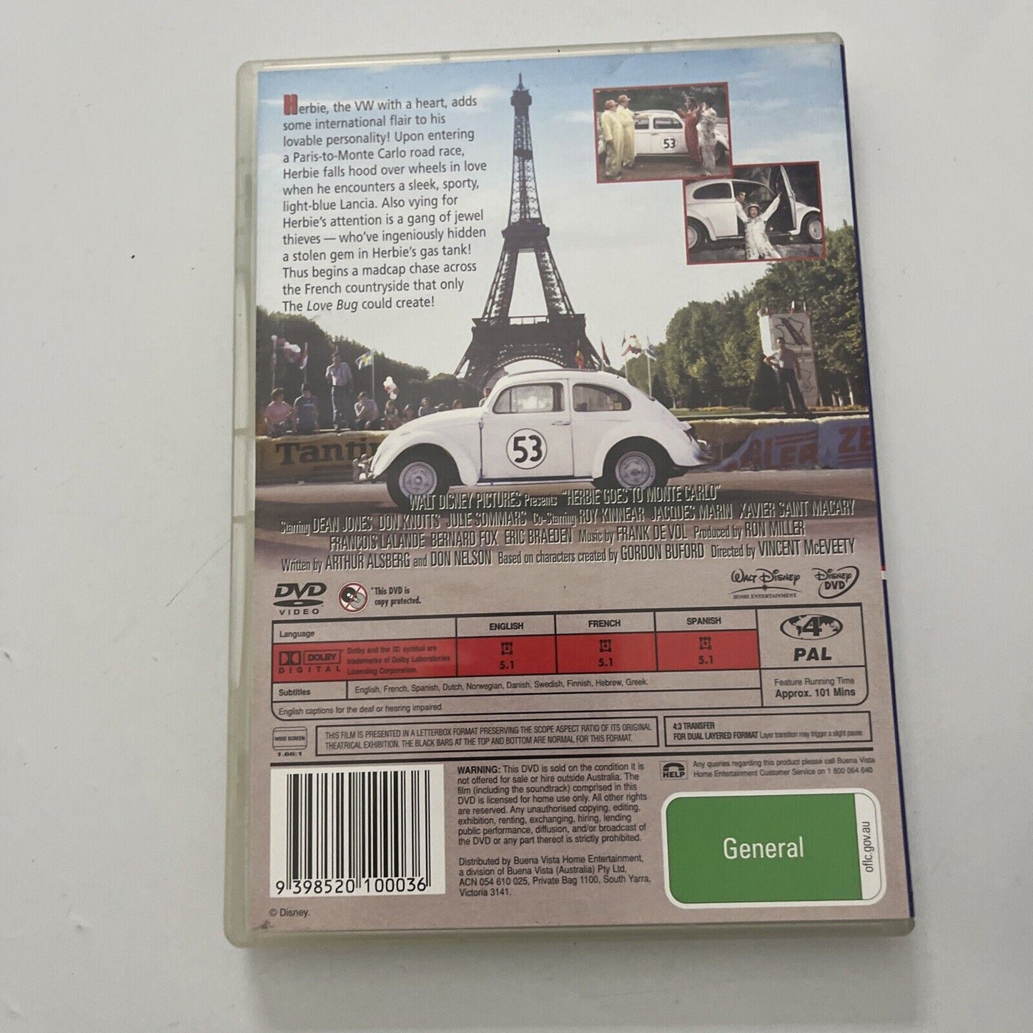 Herbie Goes To Monte Carlo (DVD, 1977) Dean Jones, Don Knotts, NEW Region 4