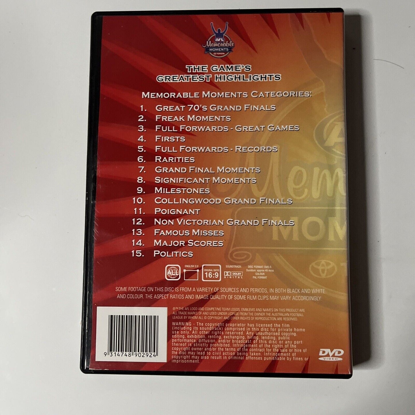 AFL Memorable Moments (DVD) NEW All Regions