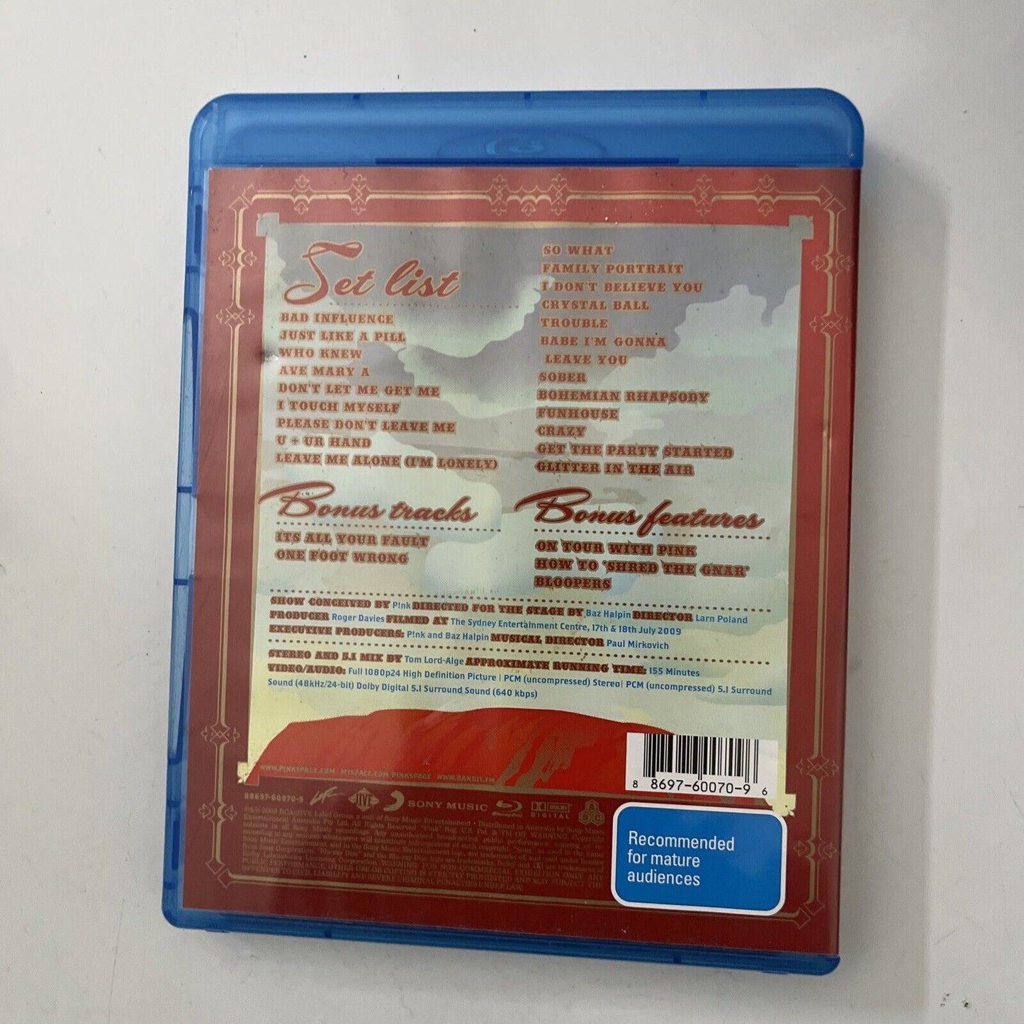 P!nk - Funhouse Tour: Live in Australia (Blu-Ray Disc, 2009)   All Regions