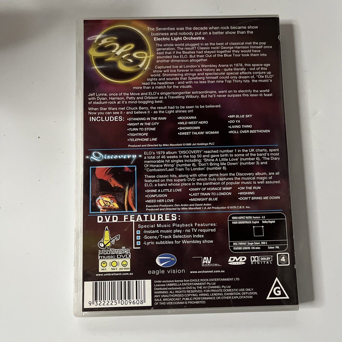 Electric Light Orchestra - Live In Concert (DVD, 1978) Region 4