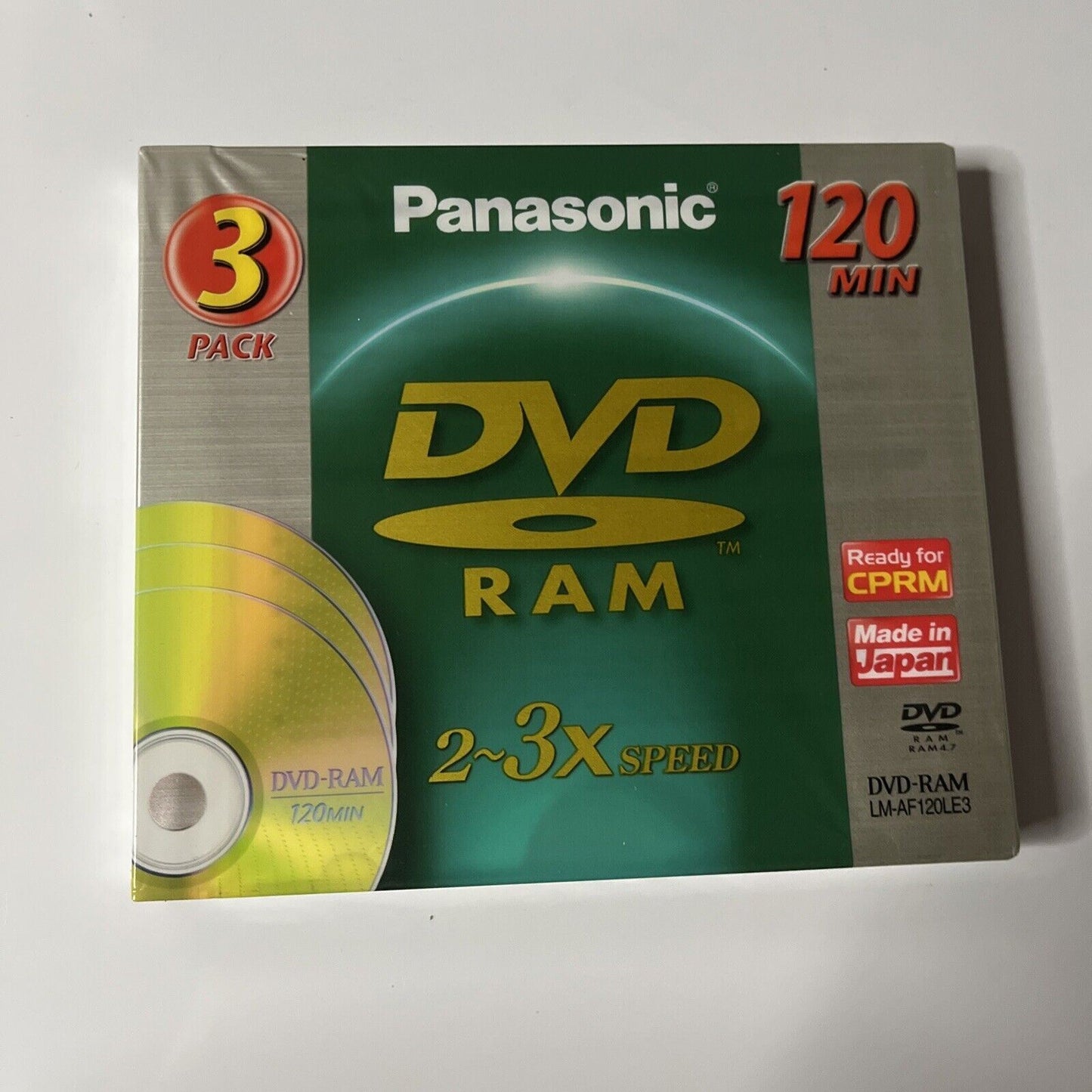 Panasonic DVD-RAM Disc - 3 Pack - 4.7Gb 120 mins - Made in Japan - New Sealed