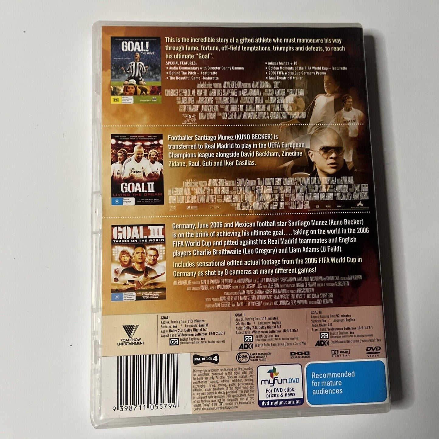 Goal! - Trilogy : Goal 1 / Goal 2 / Goal 3 (DVD, 2009, 3-Disc) Region 4