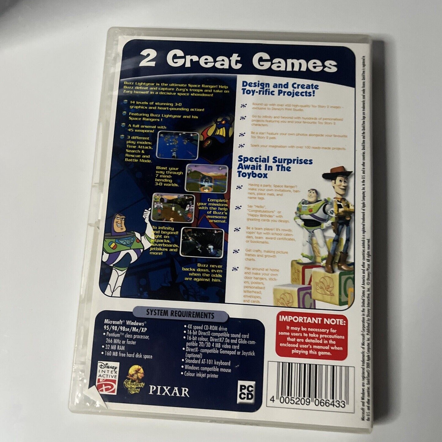 Buzz Lightyear Star Command / Toy Story 2 Studio PC CDROM Video Game