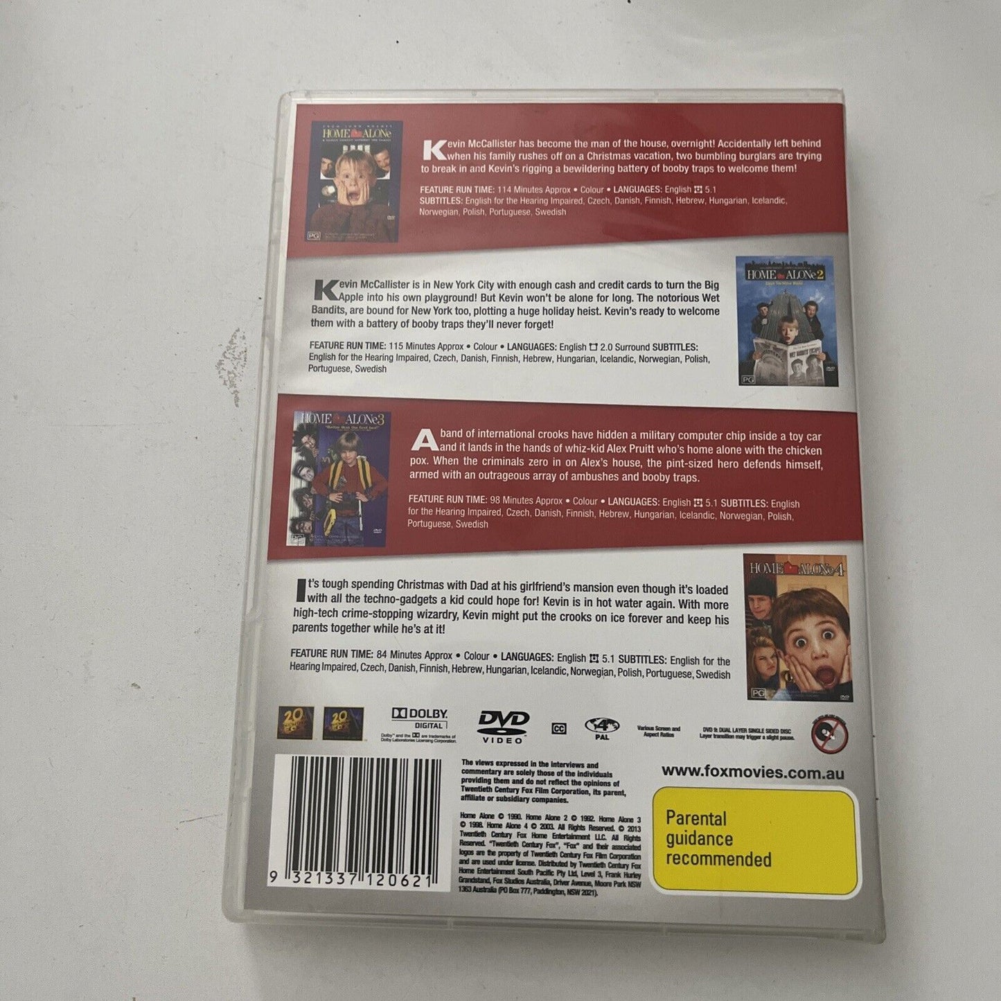 Home Alone 1,2,3,4 (DVD, 1990, 4-Disc) Macaulay Culkin Region 4